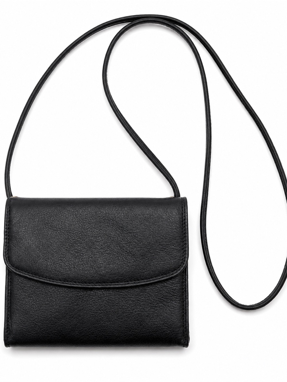 Vintage Genuine Leather Black Crossbody Wallet Purse | 2-in-1 Belt Bag